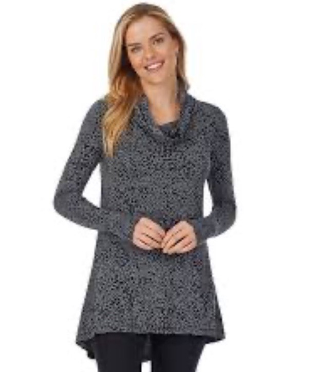 Cuddl Duds Cowl Neck Tunic Women’s Large Lot Of 2 Black And Gray Thumb Holes