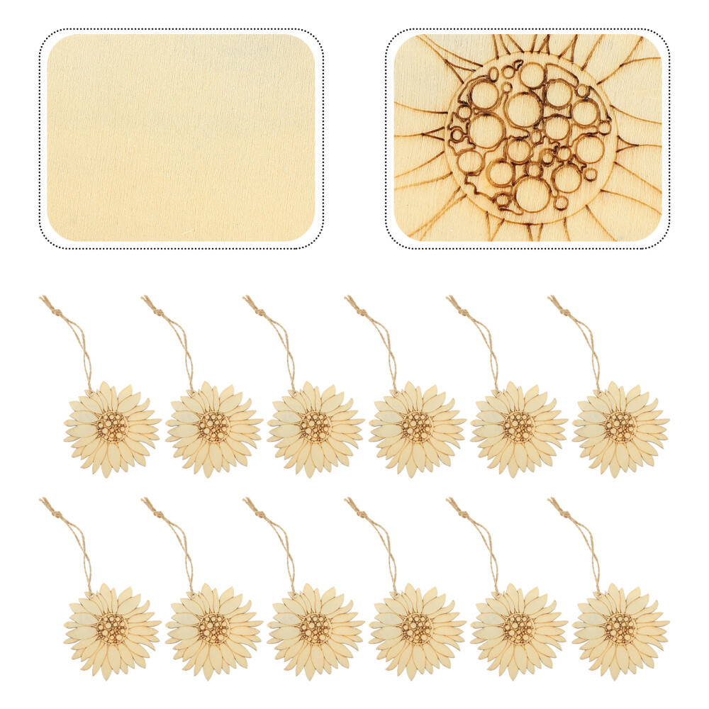 50 Pcs Graffiti Sunflower Shape Chrysanthemum on Blank Wood Chip