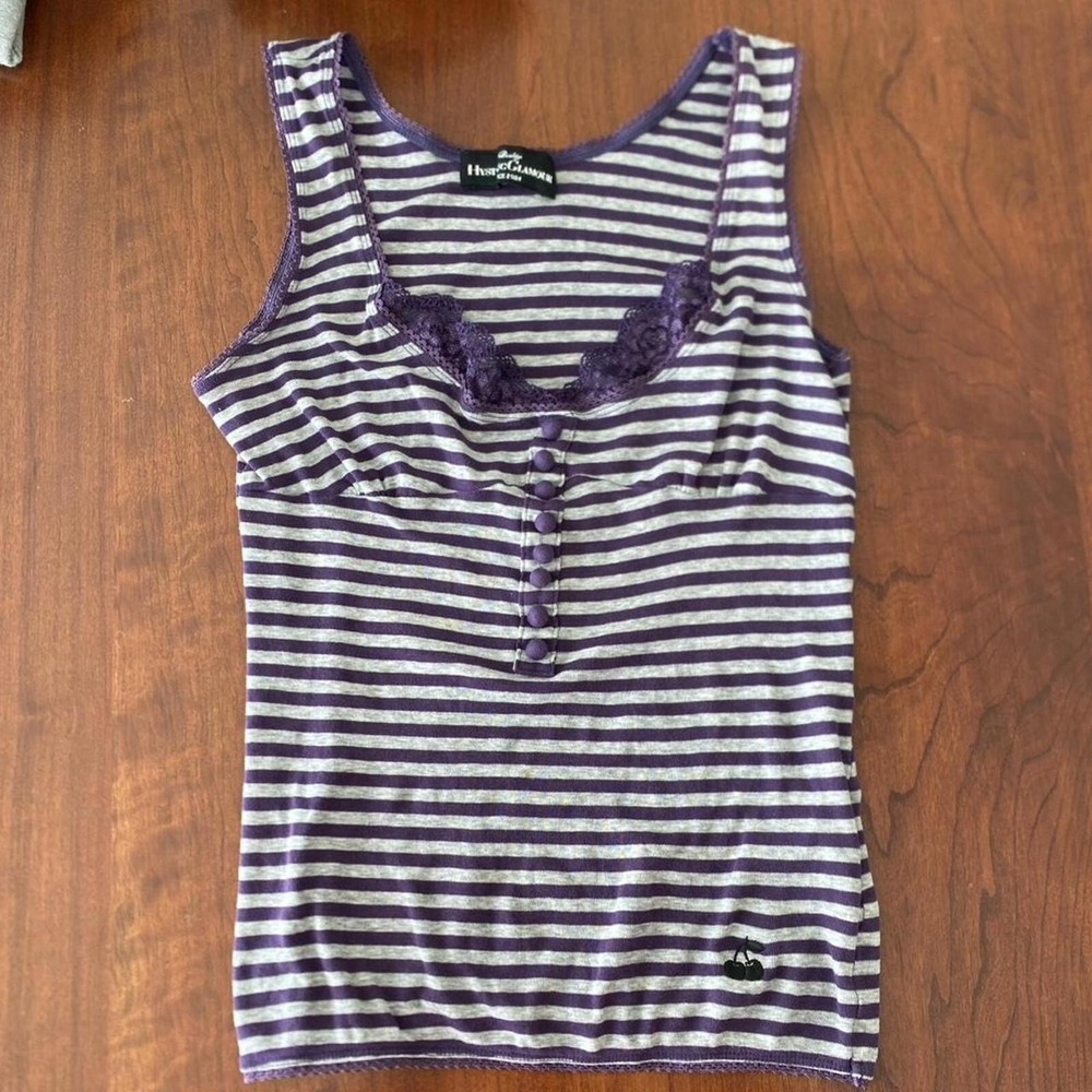 Hysteric glamour lace striped y2k tank top