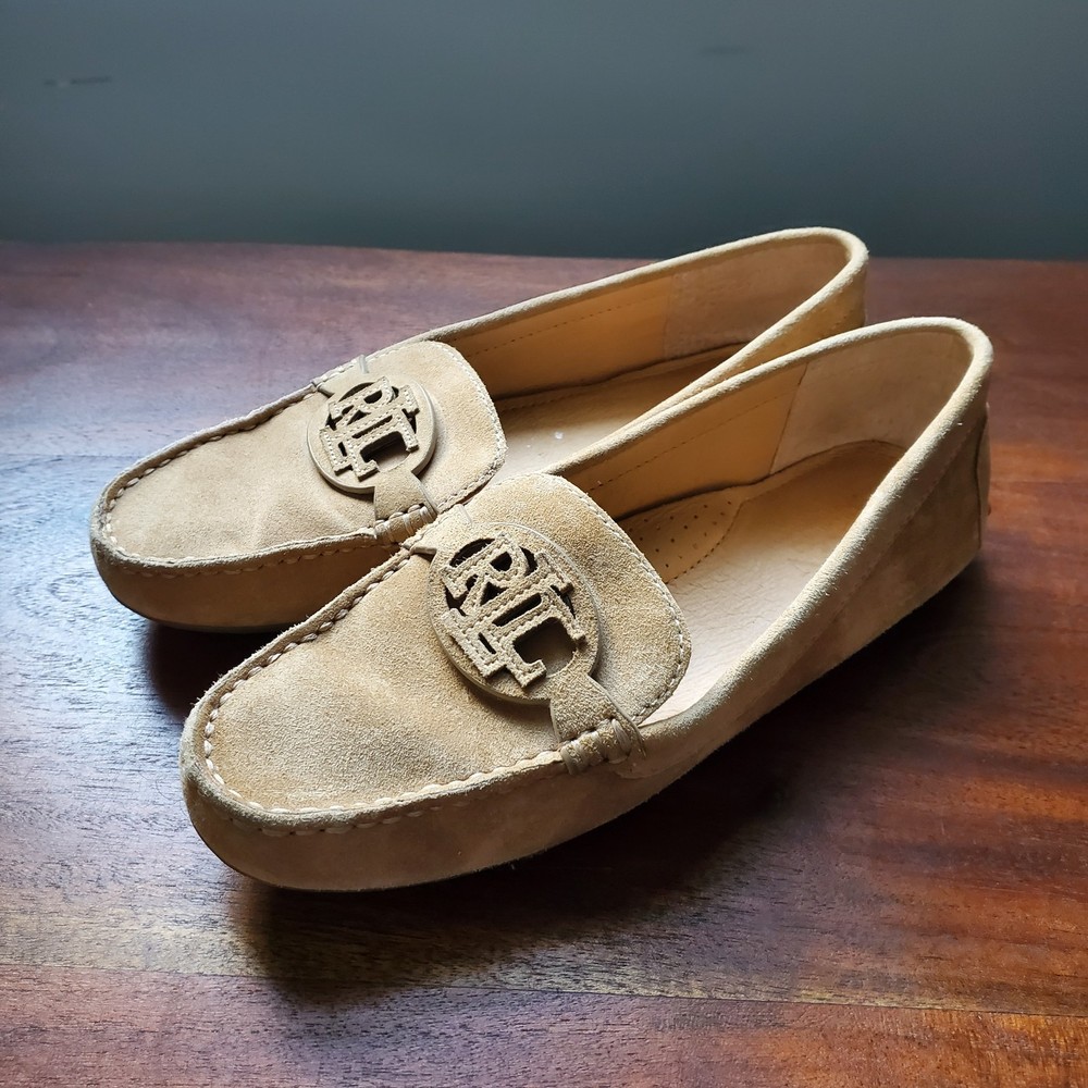 Lauren Ralph Lauren BRYNN Women’s Camel Suede Flats Sz 6.5 EUC preppy old money