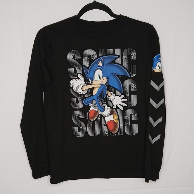 Sonic the Hedgehog Boys Graphic Long Sleeve T-Shirt Crew Neck M (10/12) Black