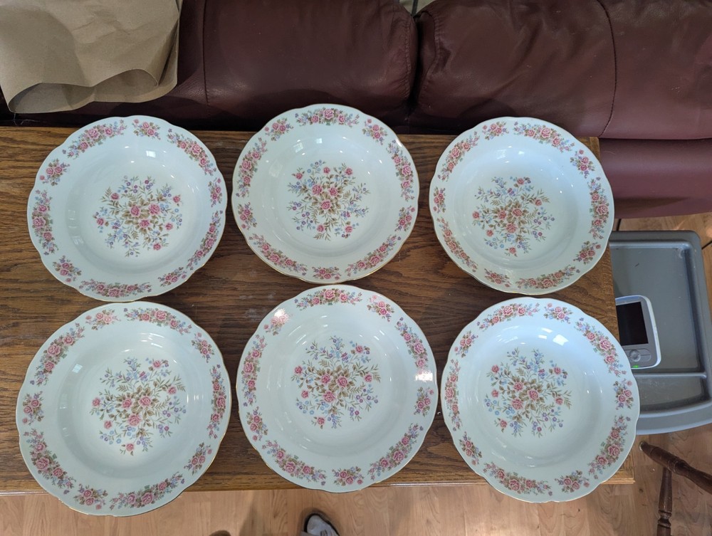 Set of 6 Vintage Remington Red Sea Fine China Gold Trim 9