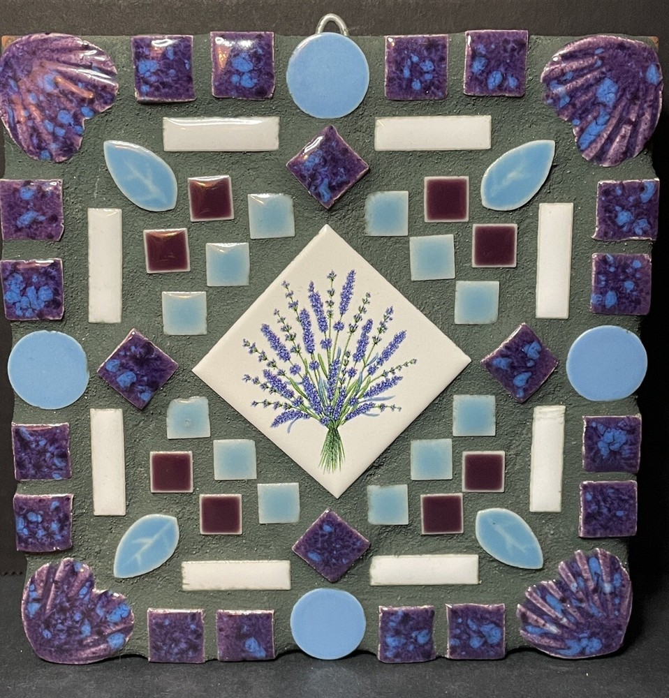 Purple Mosaic Lavender Ceramic Wall Hanging Art Decorative Tile Sequim
