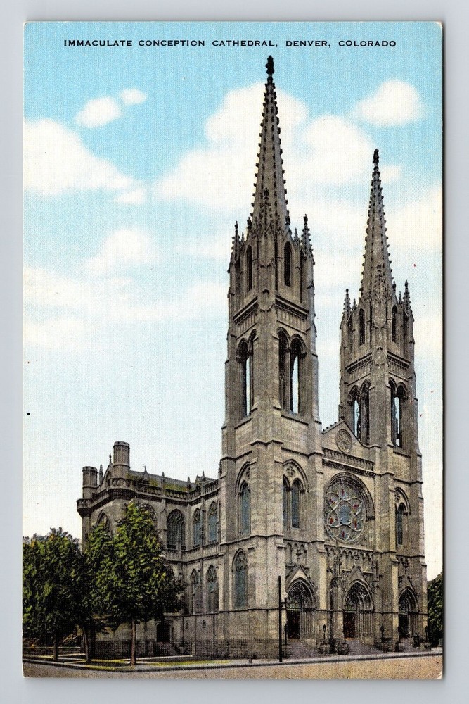 Denver CO-Colorado, Immaculate Conception Cathedral, Vintage Postcard