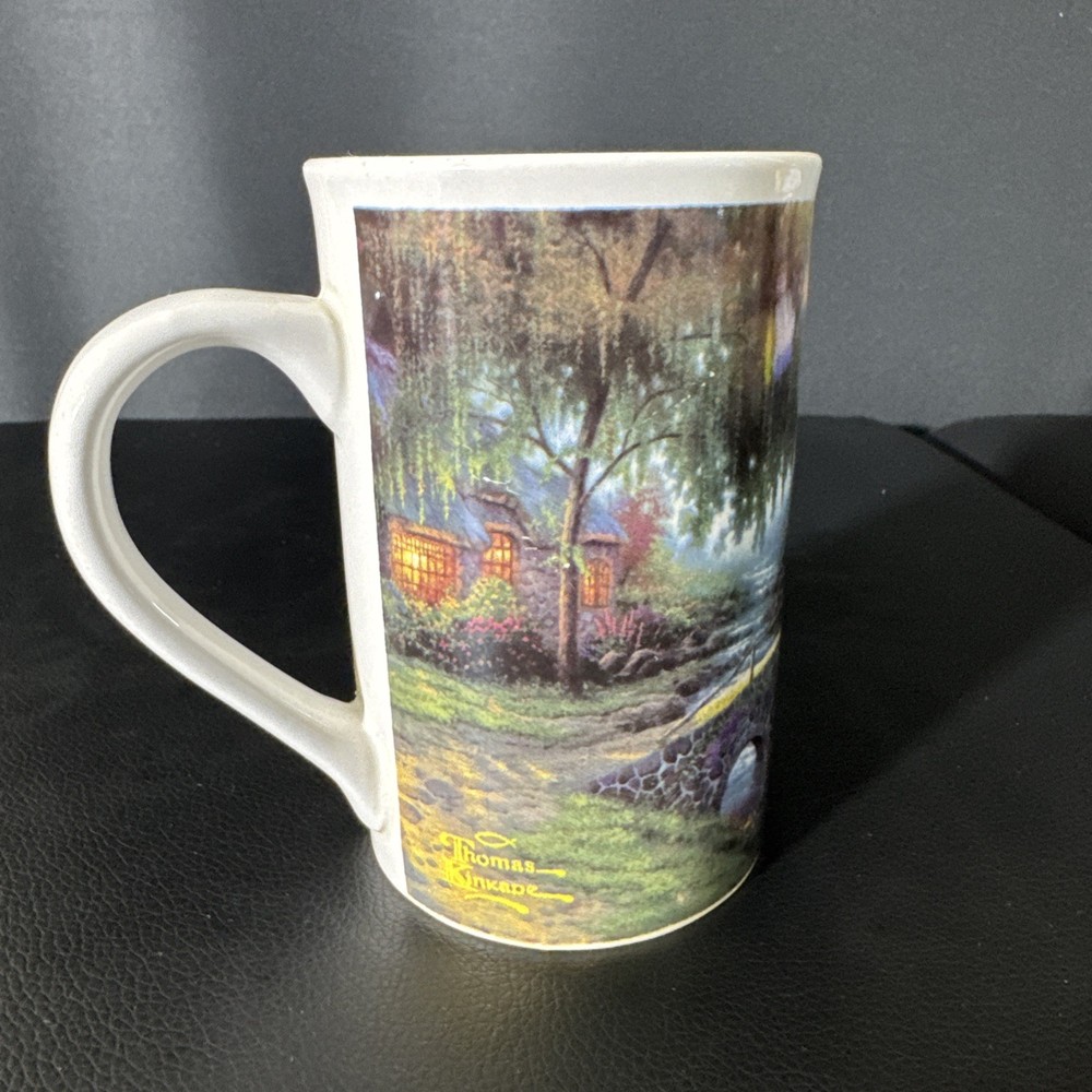 Vintage Thomas Kinkade Coffee Cup Mug Cobblestone Bridge 2000 Landscape Portrait