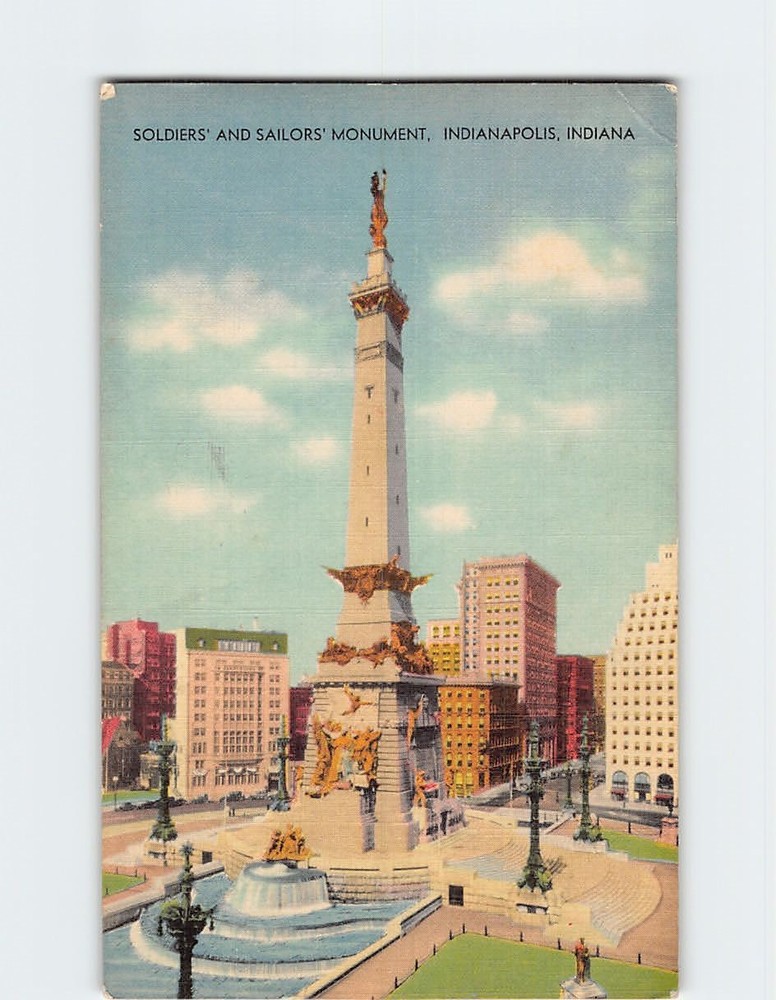 Postcard Soldiers' and Sailors' Monument Indianapolis Indiana USA