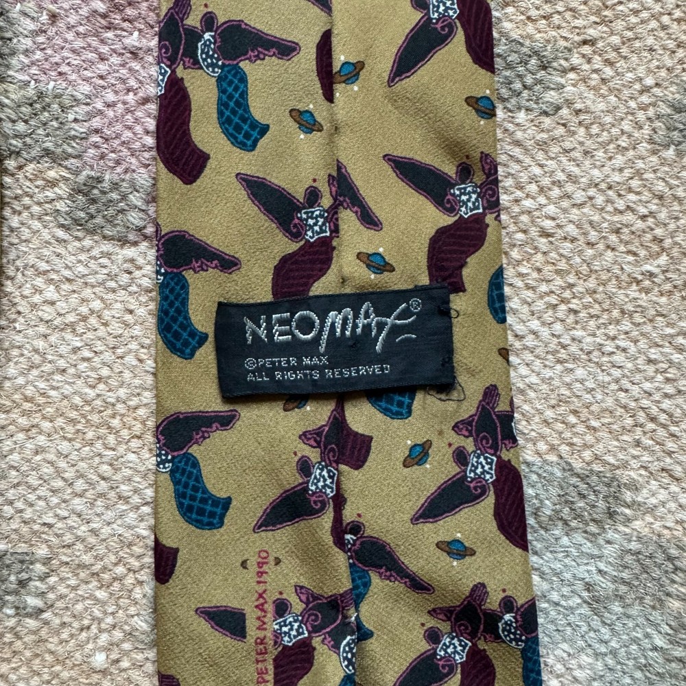 Vintage 90s Peter Max Silk Tie NeoMax Art Hippie Style Jerry Garcia American Psycho