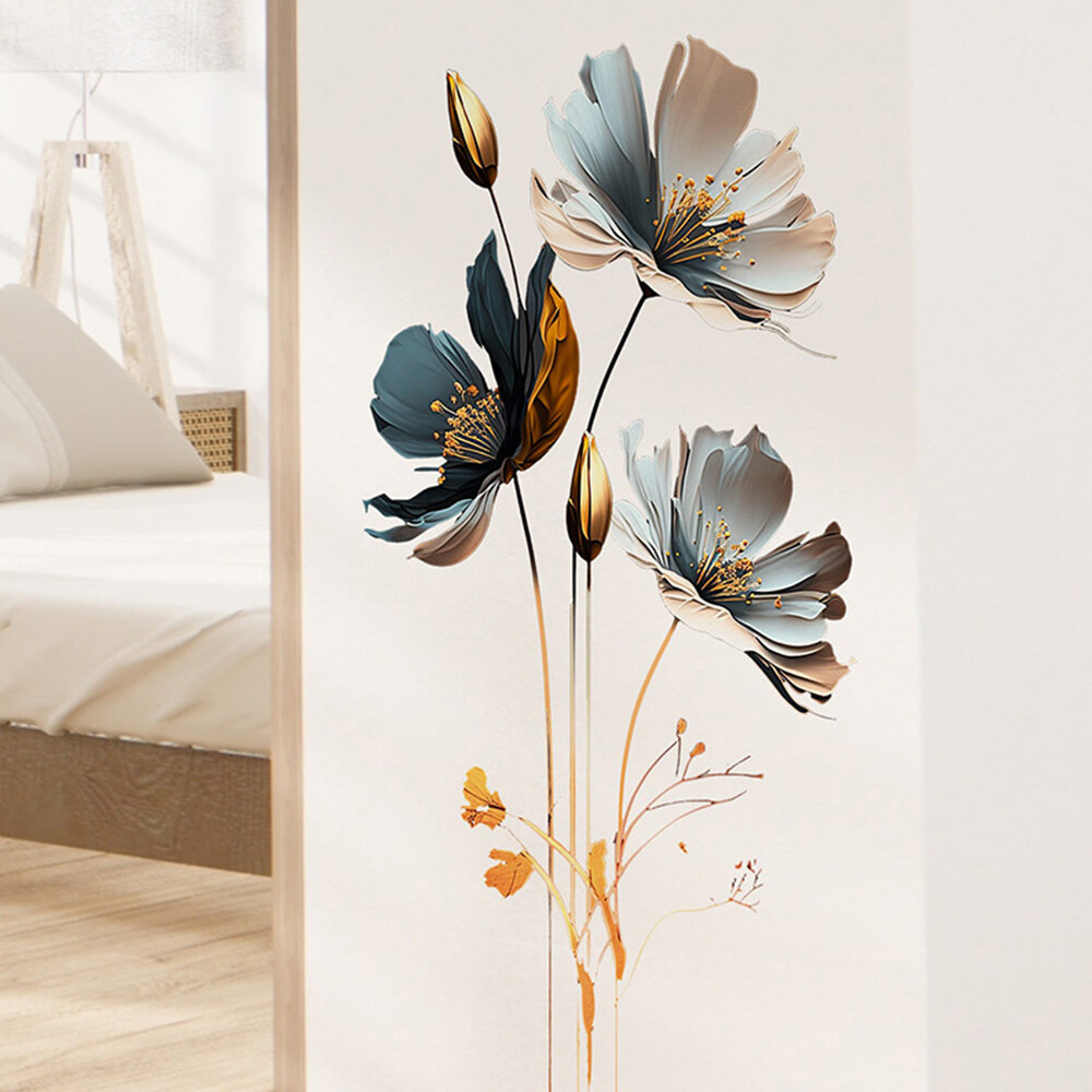 Large Poppy Flower Wall Decals for Living Room and Bedroom Vinyl Sticker Art