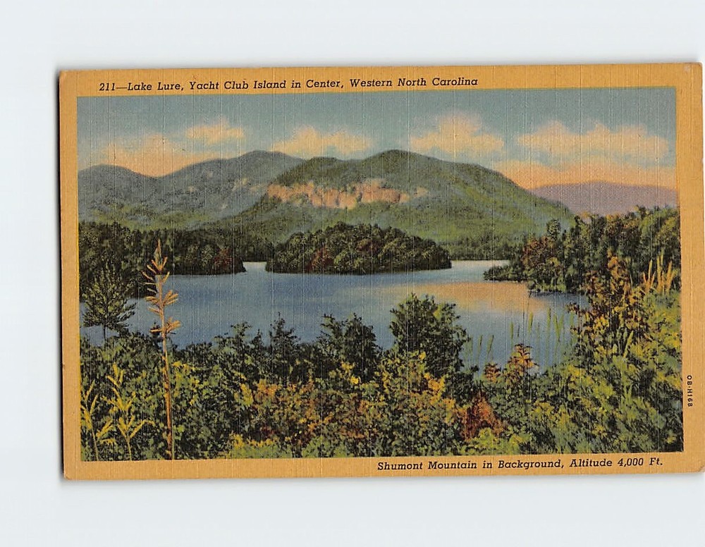 Postcard Lake Lure Yacht Club Island  Center Western North Carolina USA