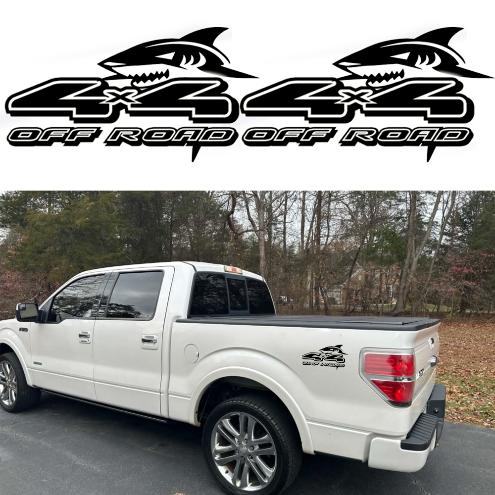Ford F-150 F-250 F-350 2x Black 4X4 Off-Road Rear Trunk Side Decal Stickers  