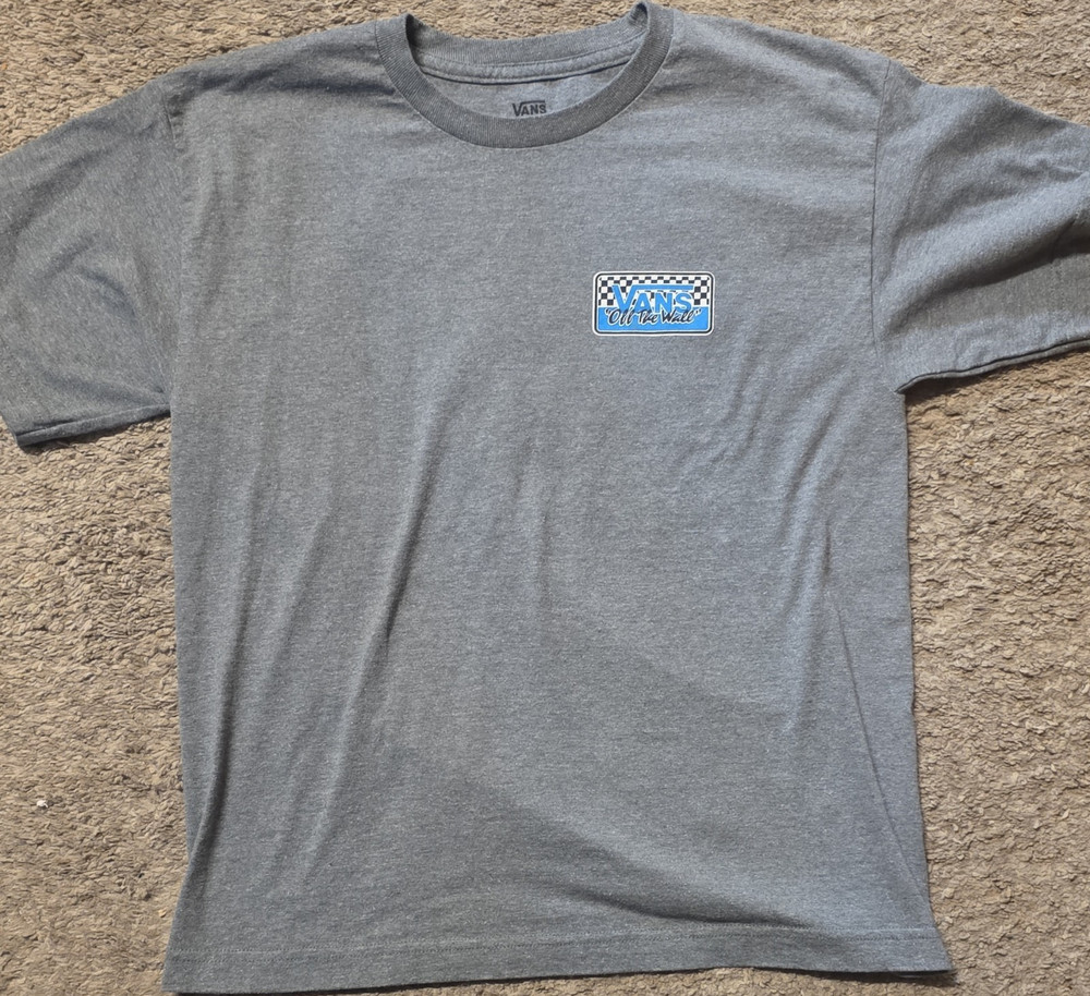 VANS Off The Wall Gray Logo Graphic Print Crew Neck Tee Men's Regular L