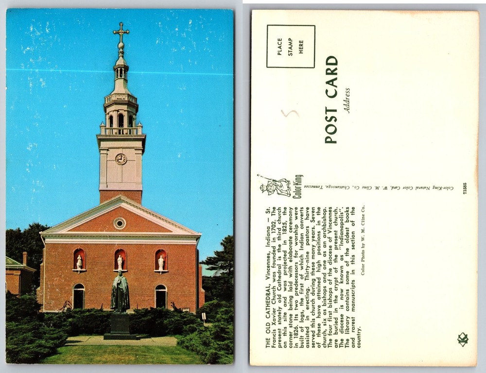 The Old Cathedral St. Francis Xavier Vincennes Indiana Postcard