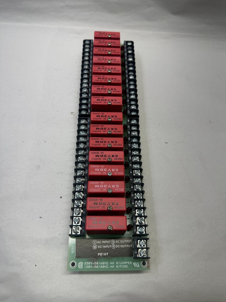 OPTO 22 Relay Module Rack PB16T 16 Slot W/ CRYDOM Output Module ODC5 3 AMP 60VDC