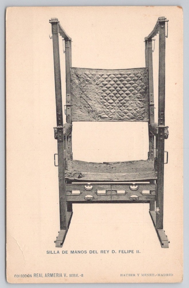 King Philip II Chair Royal Armory Postcard Hauser y Menet Madrid Spain