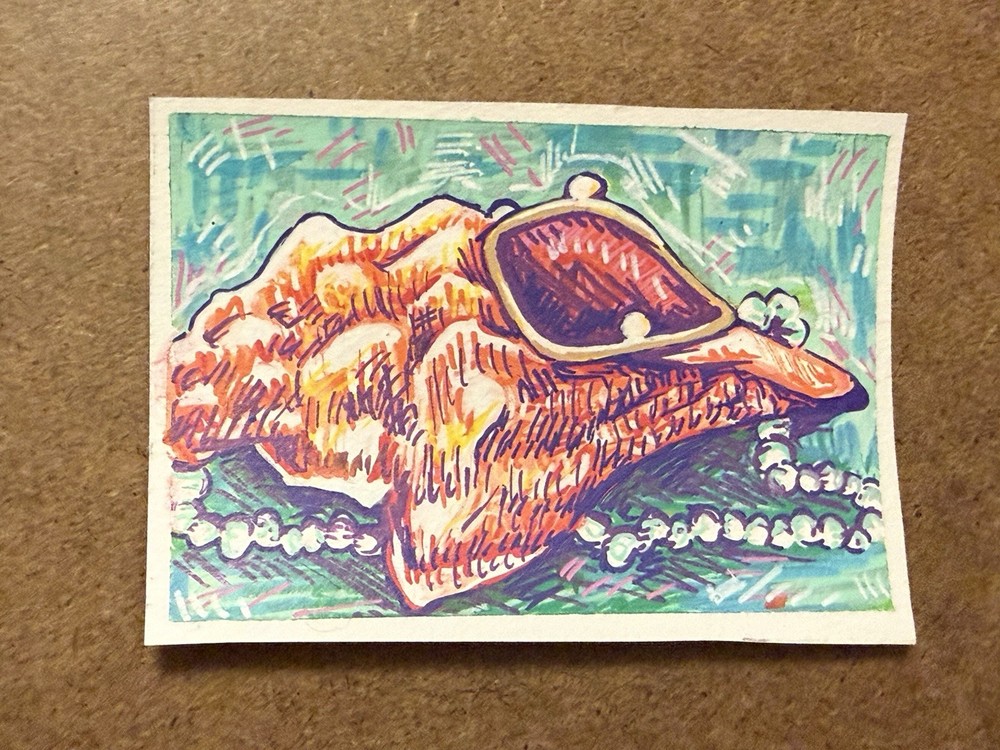 ACEO Original Mermaid Art Mermay“She Sells Sea Shells” by JackieMcGIllustrations