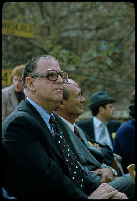 Photo:Abba Eban with Moshe Dayan, at a rally, NYC