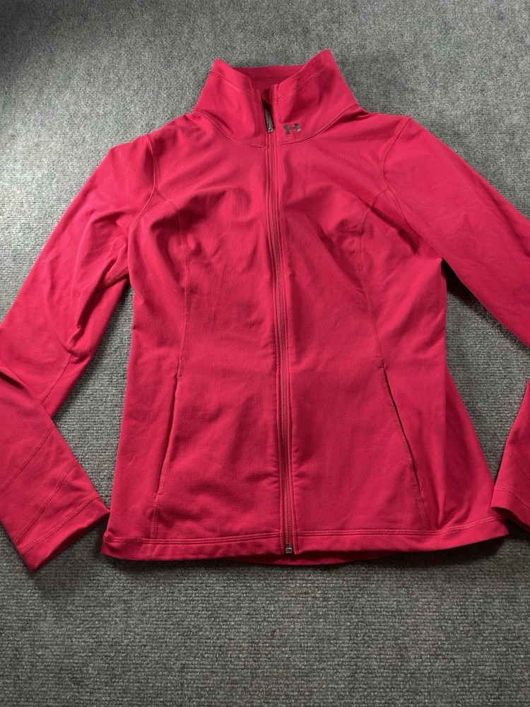 Under Armour AllSeasonGear Women's Pink Fitted Track Jacket Full Zip Polyester L