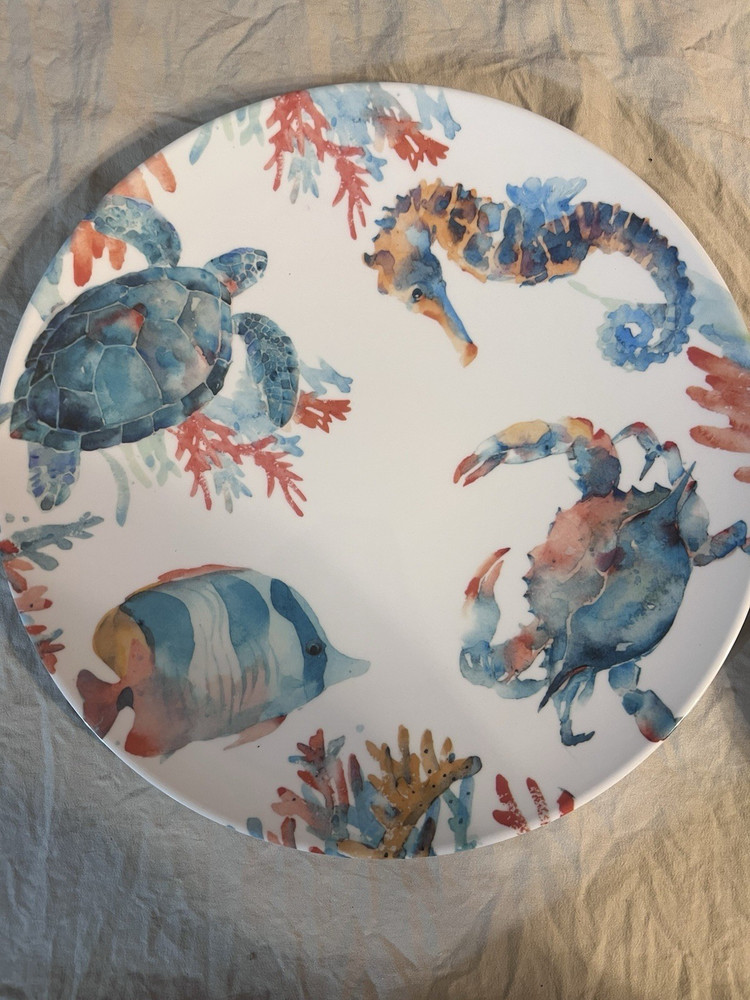 Mainstays Sea Life Melamine Dinner Plates 10.5in Round Multicolor Set of 4
