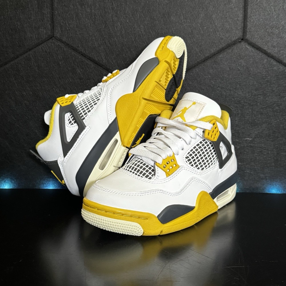 Nike Air Jordan 4 Retro Vivid Sulfur White AQ9129-101 Women Size 5 Box Defect