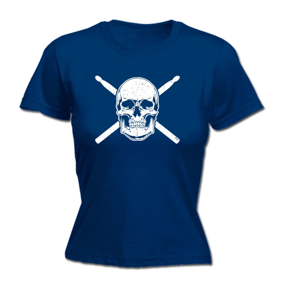 Skull Drumsticks Drums Music - Womens T Shirt Funny T-Shirt Novelty gift tshirt