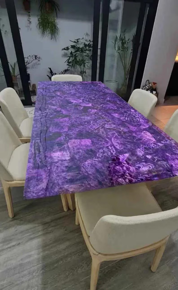 18x24 Durable Amethyst Stone Rectangular Dining Table Top Kitchen Centerpiece Decor