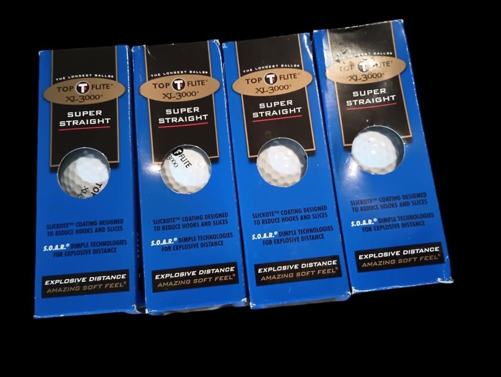 Top-Flite XL 3000 Super Straight Golf Balls (4 Boxes with 3 ball each) 12 Balls