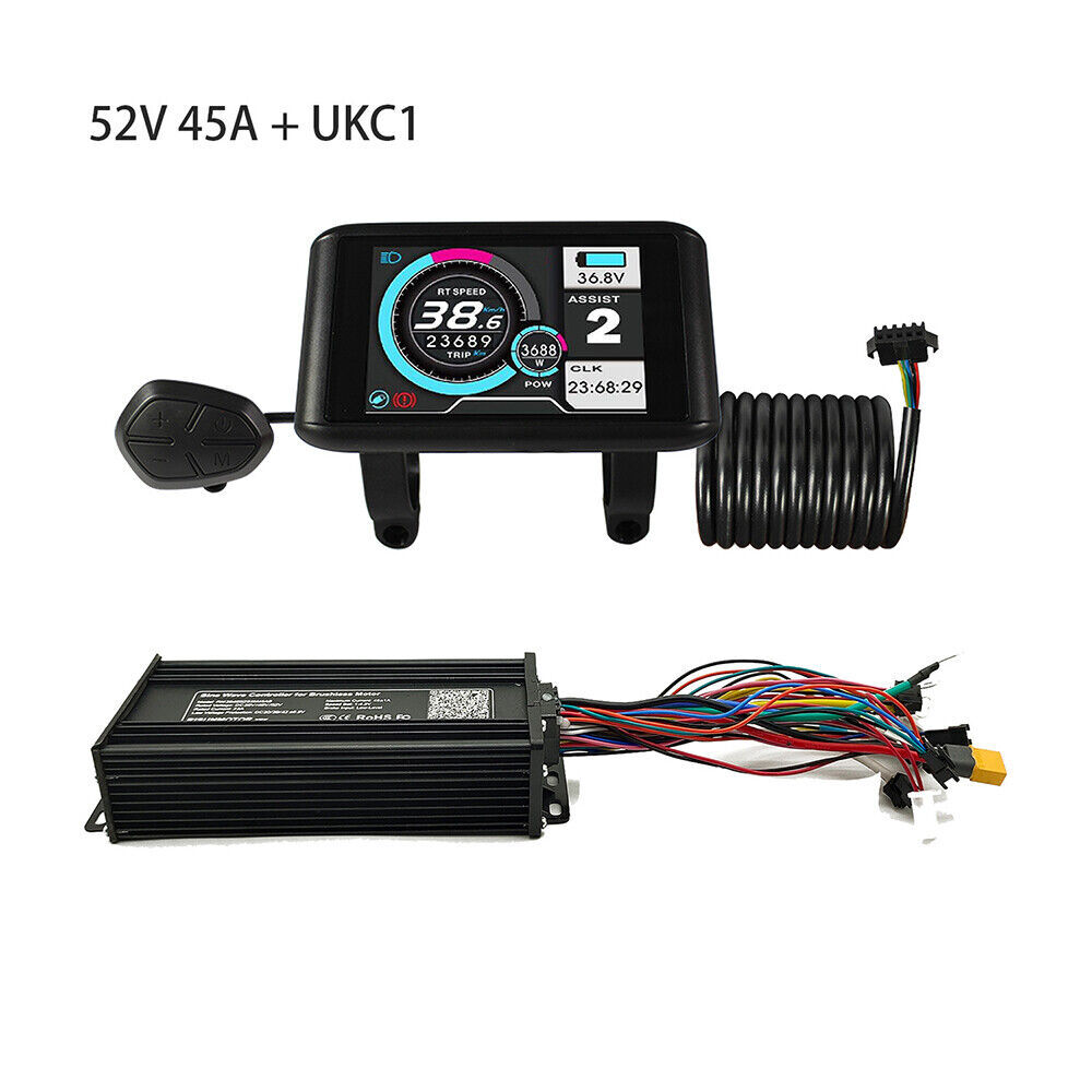 E-bike 36V/48V/52V 45A 1000W-1800W 3-Mode Sine Wave Controller with UKC1 Display