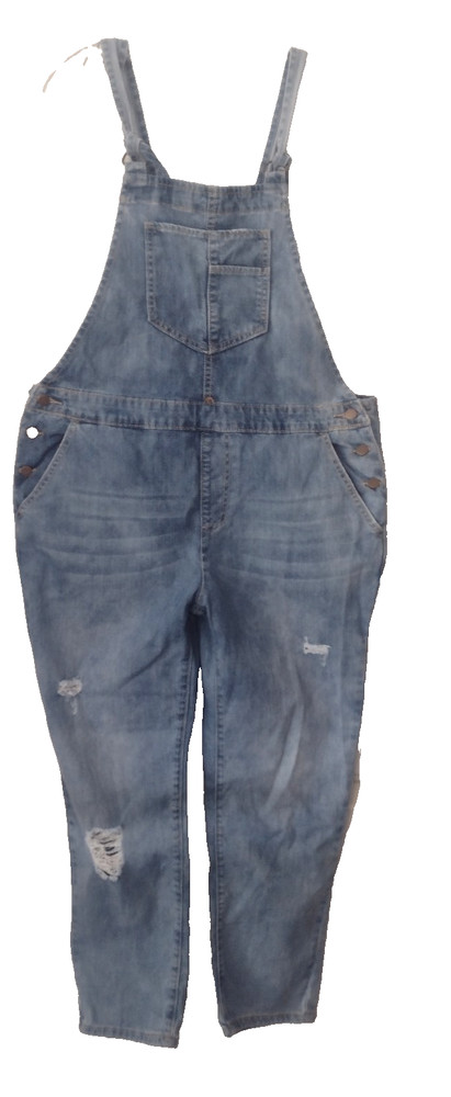 Women's distressed denim bib overalls sz M by Forever 21    waist 38