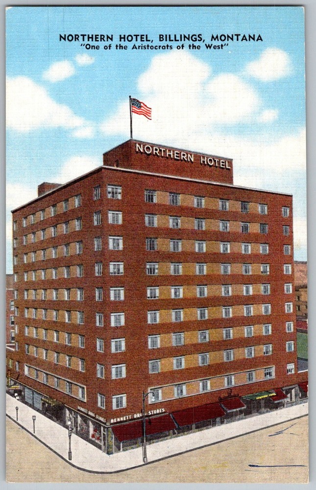 Vtg Linen Postcard Northern Hotel Building Billings, Montana 1930s