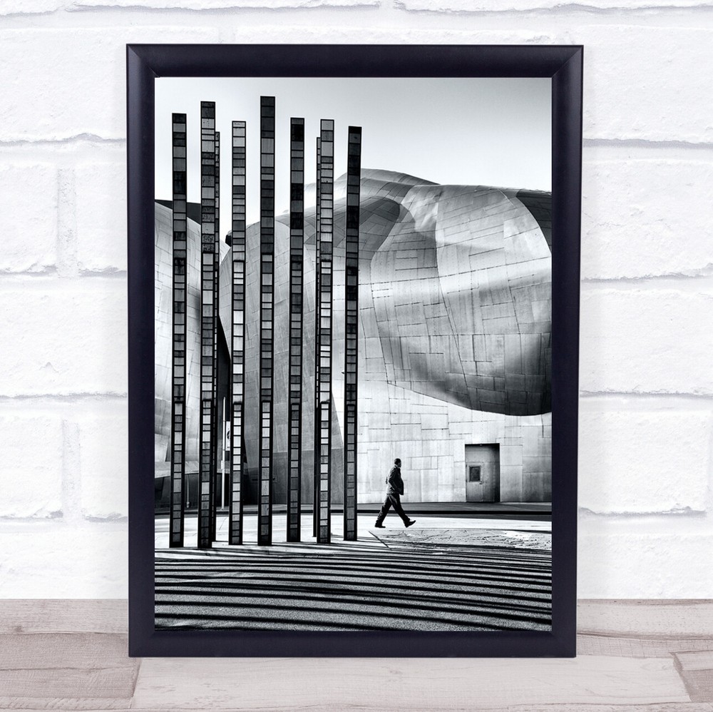 Vision Black White Street Person Man Walk Walking Wall Art Print