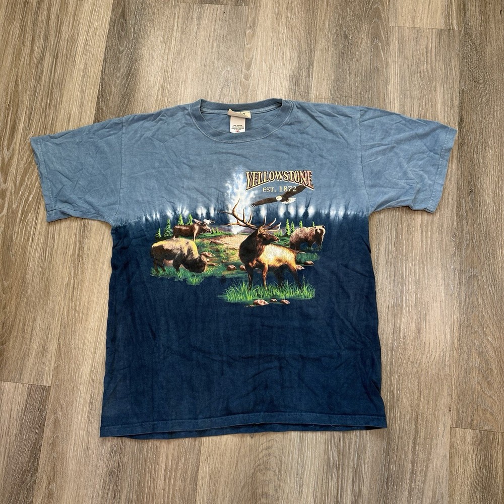 Yellowstone National Park T-Shirt Tie-dye Short Sleeve Medium Unisex Graphic