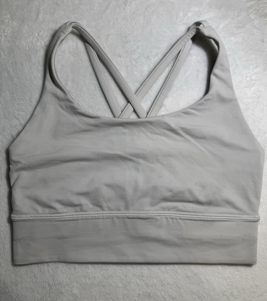 Lululemon Wireless Crossback Sports Bra Solid Gray Logo Pullover S Women B