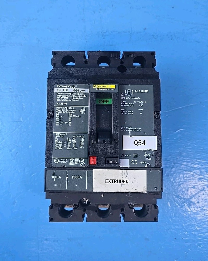 Square D HJL36100 100A 600V 3Pole Circuit Breaker