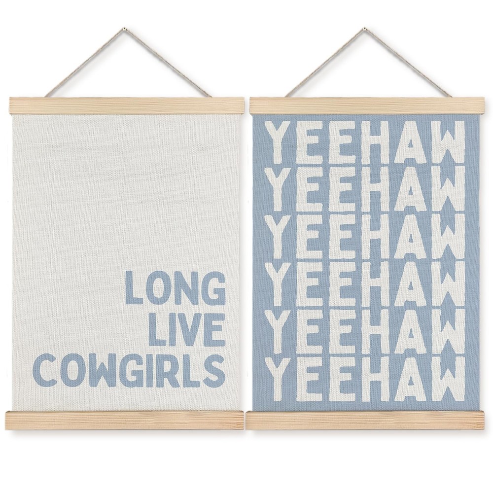 Blue Preppy Western Yeehaw Cowgirl Room Wall Decor Art Poster Hanger Frame,Wi