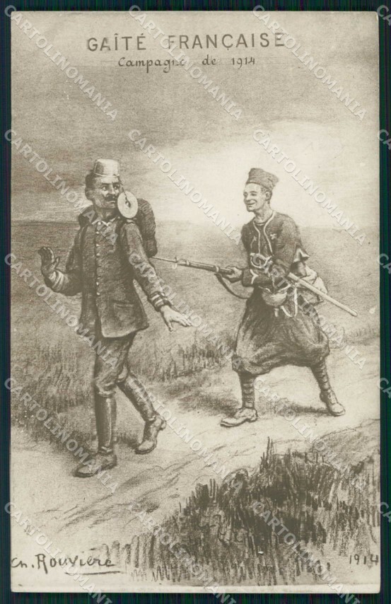 WWI WW1 French Propaganda Patriotic War Humor Rouviere cartolina XF9046
