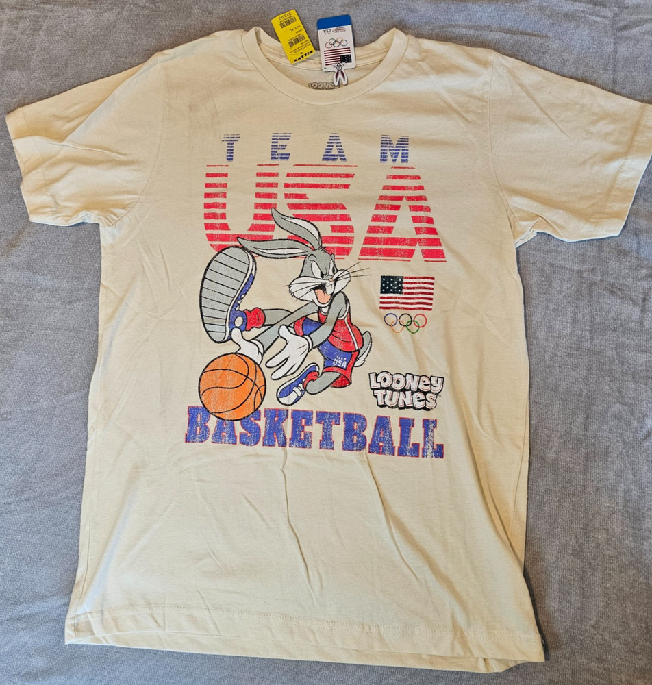 Looney Tunes Basketball Youth Team USA Bugs Bunny OLYMPICS T Shirt XL NWT Tillys