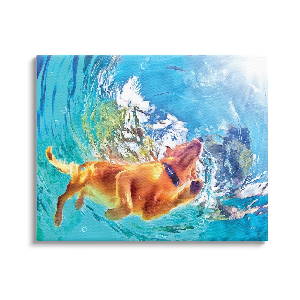 Dog Swimming Canvas Wall Art Design by Masey St. Studios