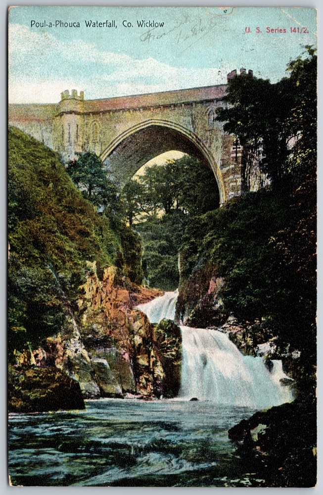 1908 Poul-a-Phouca Waterfall Co Wicklow Ireland ANTIQUE Postcard 8007
