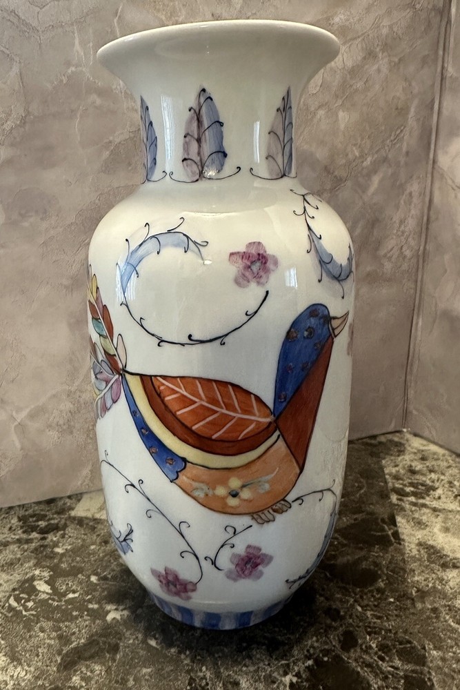 Hand-Painted Ceramic Vase - Signed 