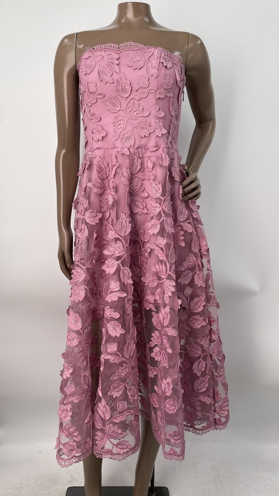Helsi Womens Midi Dress Orchid Pink Size S Florence A-Line Floral Applique Zip