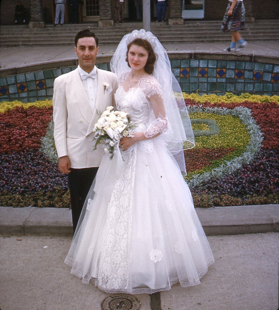 Vintage Stereo Realist Photo 3D Slide WEDDING Bride & Groom Floral Garden