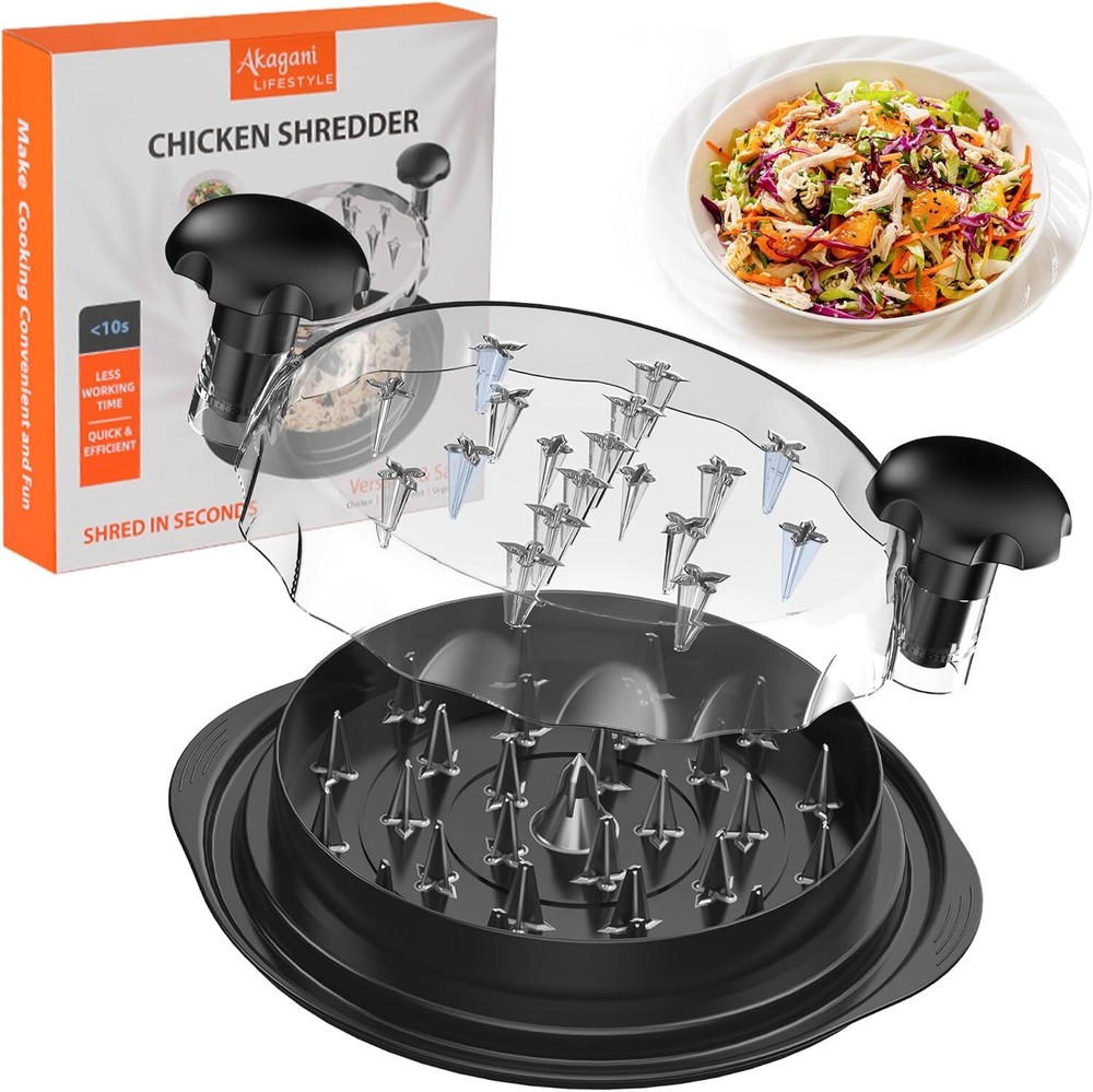 10''Chicken Shredder Tool Twist with Transparent Lid, Ergonomic Handle Anti-Slip