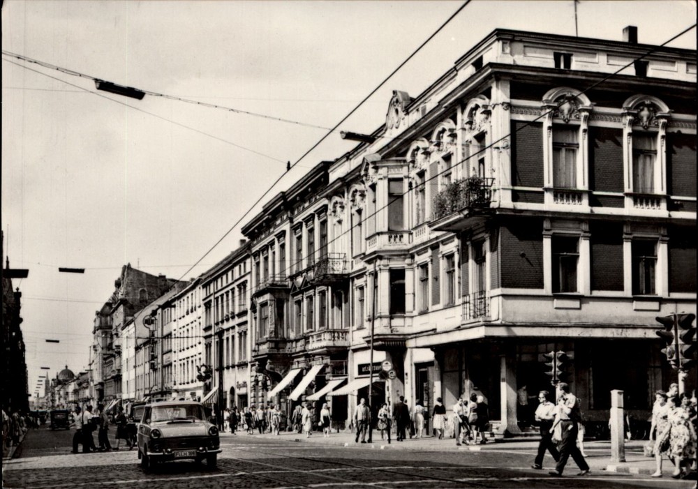 RPPC Ulica Piotrkowska Lodz Poland vintage postcard d757
