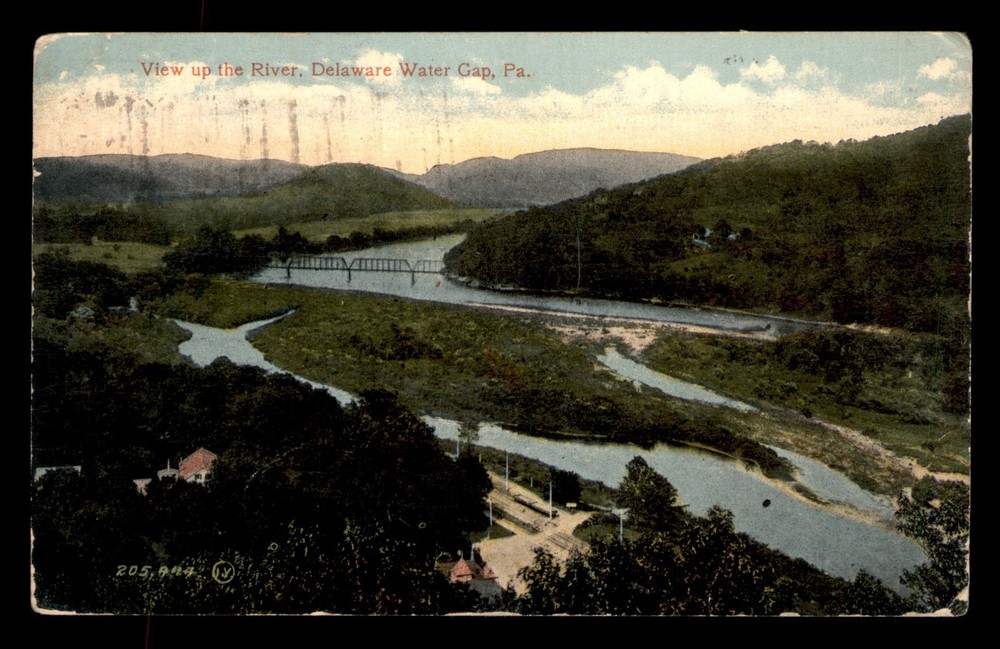 View From The River Delaware Water Gap PA Posted Postcard Divided