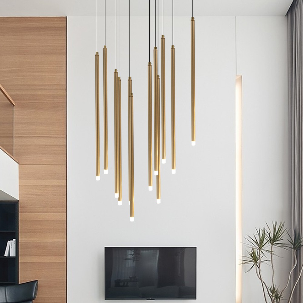 Elegant 12-Light Gold Drop Chandelier Ceiling Pendant Lighting