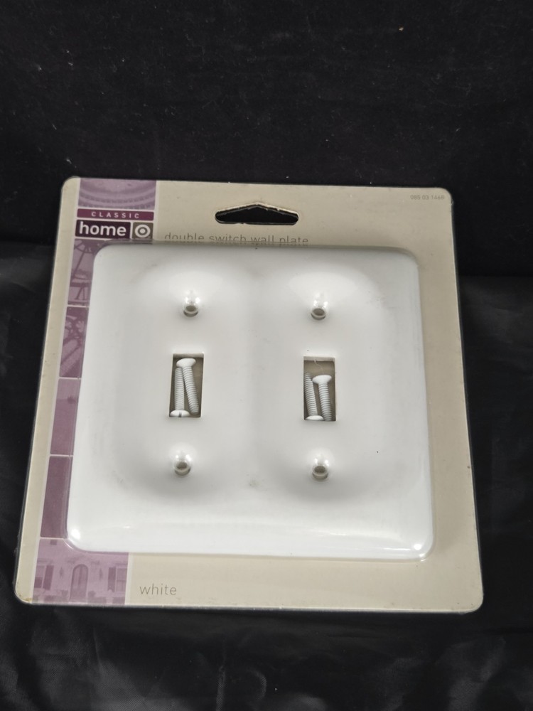 Vintage 2005 Heavy White Porcelain Double Switch Plate Original Packaging