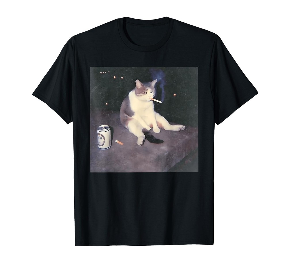 Funny Smoking Cat Meme T-Shirt (1)