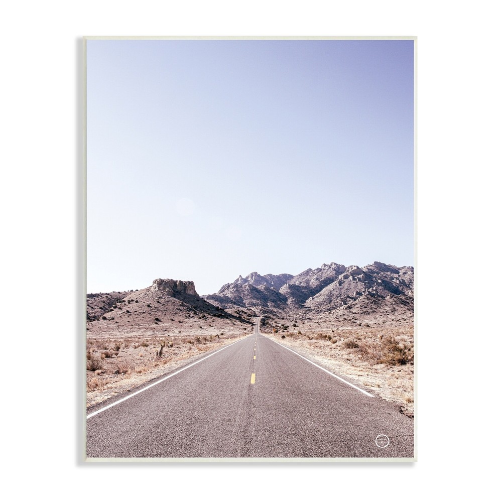 Stupell Empty Desert Road Sun Bleached Asphalt Photography Brown 13 x 19