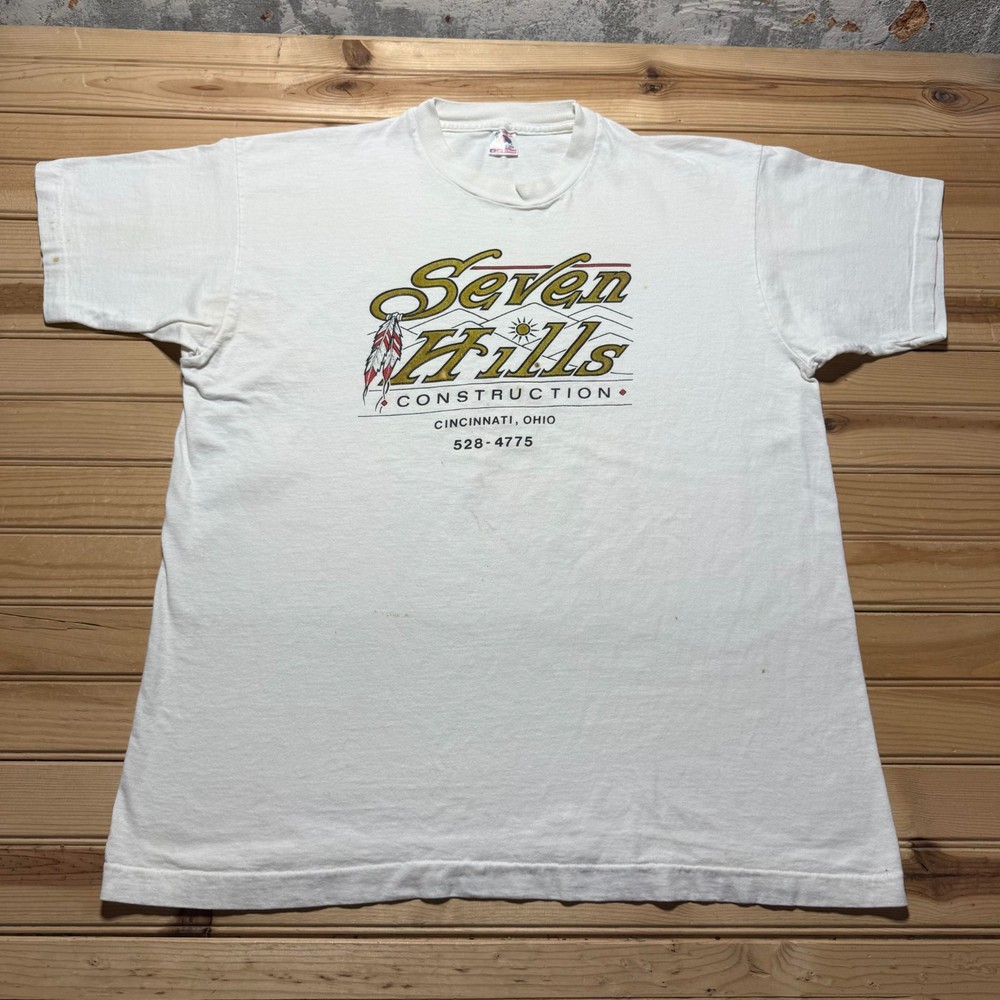 Vintage 80s 90s Seven Hills Construction Cincinnati Ohio Promo Shirt USA Size XL