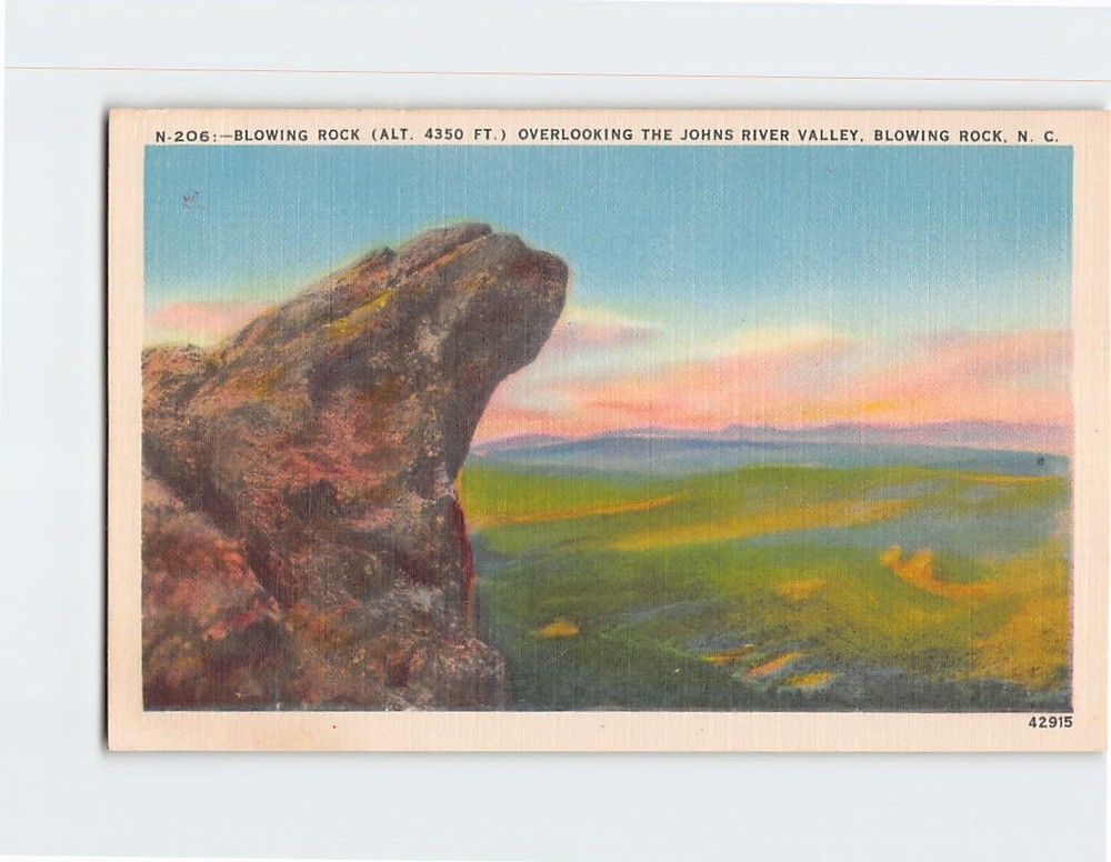 Postcard Blowing Rock Overlooking The Johns River Valley Blowing Rock NC USA